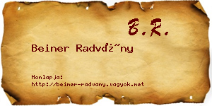Beiner Radvány névjegykártya